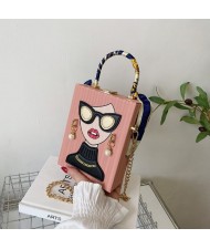 Fashion Box Shape Design Mobile Phone Bag Women Personalized Bag - Pink