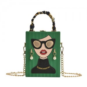 Fashion Box Shape Design Mobile Phone Bag Women Personalized Bag - Green