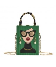 Fashion Box Shape Design Mobile Phone Bag Women Personalized Bag - Green