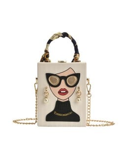 Fashion Box Shape Design Mobile Phone Bag Women Personalized Bag - White