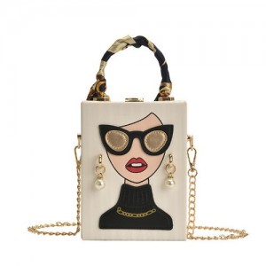 Fashion Box Shape Design Mobile Phone Bag Women Personalized Bag - White