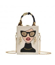 Fashion Box Shape Design Mobile Phone Bag Women Personalized Bag - White