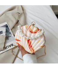 Fashion Pearl Chain Shell Shaped Design Wholesale Women Shoulder Bag Handbag - Champagne