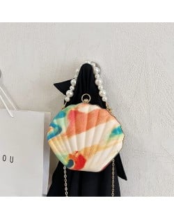 Fashion Pearl Chain Shell Shaped Design Wholesale Women Shoulder Bag -  Sea Blue