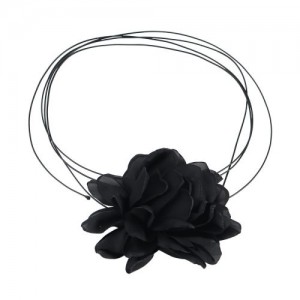Elegant Big Flower Design Wholesale Women Choker Necklace - Black