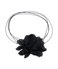 Elegant Big Flower Design Wholesale Women Choker Necklace - Black