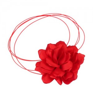 Elegant Big Flower Design Wholesale Women Choker Necklace - Red