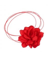 Elegant Big Flower Design Wholesale Women Choker Necklace - Red