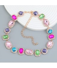 Exaggerated Style Full Rhinestone Women Choker Statement Necklace - Multicolor
