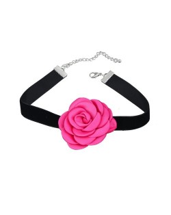 France Style Elegant Rose Flower Design Cloth Women Necklace - Rose