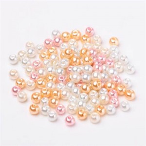 Mixed Pink Champagne and White Glass Pearl Beads