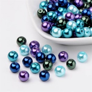 Mixed Blue Purple and Green Ocean Theme Glass Pearl Beads
