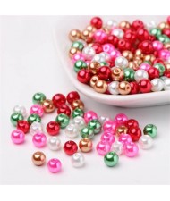 Mixed Red Pink and Green Holiday Theme Glass Pearl Beads