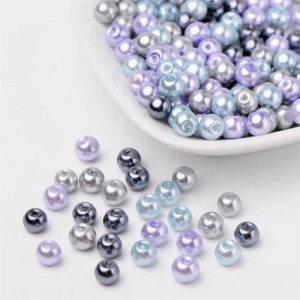 Mixed Gray Purple and Blue Fashionable Glass Pearl Beads