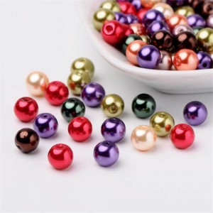 Mixed Red Purple and Brown Autumn Fashion Glass Pearl Beads