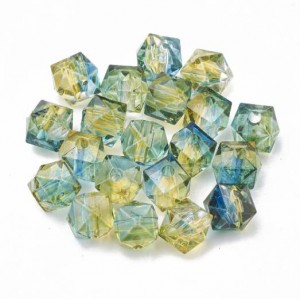 Polygon Spray Painted Transparent Acrylic Beads for DIY Handmade Beaded Jewelry - Blue-pink