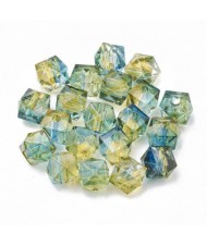 Polygon Spray Painted Transparent Acrylic Beads for DIY Handmade Beaded Jewelry - Blue-pink