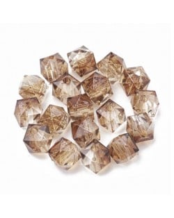 Polygon Spray Painted Transparent Acrylic Beads for DIY Handmade Beaded Jewelry - Camel