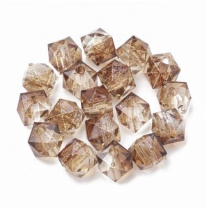 Polygon Spray Painted Transparent Acrylic Beads for DIY Handmade Beaded Jewelry - Camel