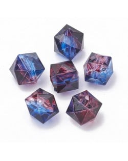 Polygon Spray Painted Transparent Acrylic Beads for DIY Handmade Beaded Jewelry - Royal Blue Red