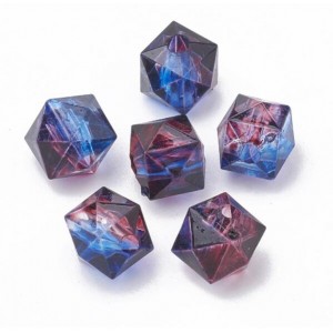 Polygon Spray Painted Transparent Acrylic Beads for DIY Handmade Beaded Jewelry - Royal Blue Red