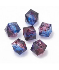 Polygon Spray Painted Transparent Acrylic Beads for DIY Handmade Beaded Jewelry - Royal Blue Red