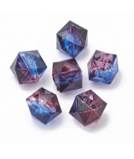 Polygon Spray Painted Transparent Acrylic Beads for DIY Handmade Beaded Jewelry - Royal Blue Red