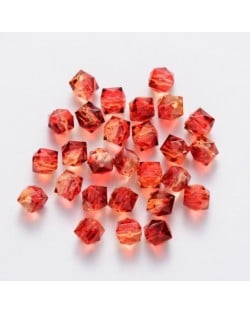 Polygon Spray Painted Transparent Acrylic Beads for DIY Handmade Beaded Jewelry - Yellowish Red