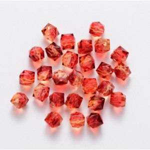 Polygon Spray Painted Transparent Acrylic Beads for DIY Handmade Beaded Jewelry - Yellowish Red