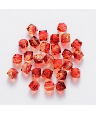 Polygon Spray Painted Transparent Acrylic Beads for DIY Handmade Beaded Jewelry - Yellowish Red