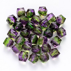 Polygon Spray Painted Transparent Acrylic Beads for DIY Handmade Beaded Jewelry - Greenish Purple