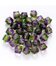 Polygon Spray Painted Transparent Acrylic Beads for DIY Handmade Beaded Jewelry - Greenish Purple