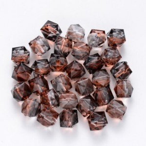 Polygon Spray Painted Transparent Acrylic Beads for DIY Handmade Beaded Jewelry - Grayish Coffee
