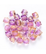 Polygon Spray Painted Transparent Acrylic Beads for DIY Handmade Beaded Jewelry - Purplish Orange