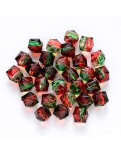 Polygon Spray Painted Transparent Acrylic Beads for DIY Handmade Beaded Jewelry - Redish Green