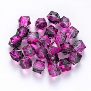 Polygon Spray Painted Transparent Acrylic Beads for DIY Handmade Beaded Jewelry - Blackish Purple