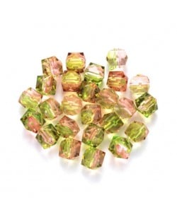 Polygon Spray Painted Transparent Acrylic Beads for DIY Handmade Beaded Jewelry - Pinky Green