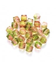 Polygon Spray Painted Transparent Acrylic Beads for DIY Handmade Beaded Jewelry - Pinky Green