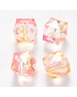 Polygon Spray Painted Transparent Acrylic Beads for DIY Handmade Beaded Jewelry - Pearl Pink
