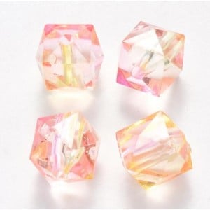 Polygon Spray Painted Transparent Acrylic Beads for DIY Handmade Beaded Jewelry - Pearl Pink