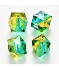 Polygon Spray Painted Transparent Acrylic Beads for DIY Handmade Beaded Jewelry - Golden Green