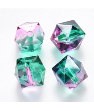 Polygon Spray Painted Transparent Acrylic Beads for DIY Handmade Beaded Jewelry - Purplish Green