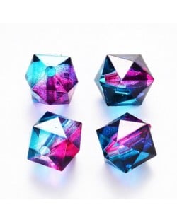 Polygon Spray Painted Transparent Acrylic Beads for DIY Handmade Beaded Jewelry - Bluish Purple