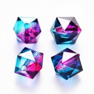 Polygon Spray Painted Transparent Acrylic Beads for DIY Handmade Beaded Jewelry - Bluish Purple