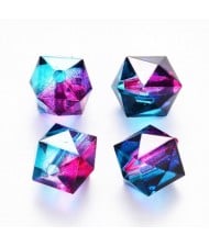 Polygon Spray Painted Transparent Acrylic Beads for DIY Handmade Beaded Jewelry - Bluish Purple