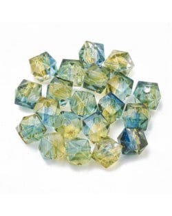 Polygon Spray Painted Transparent Acrylic Beads for DIY Handmade Beaded Jewelry - Yellowish Blue