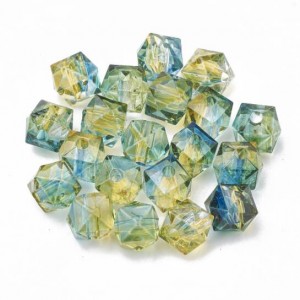 Polygon Spray Painted Transparent Acrylic Beads for DIY Handmade Beaded Jewelry - Yellowish Blue