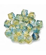 Polygon Spray Painted Transparent Acrylic Beads for DIY Handmade Beaded Jewelry - Yellowish Blue