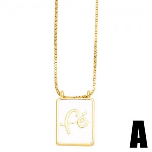 U. S. Popular White Square Shape Pendant Fe Design Wholesale Women Copper Necklace