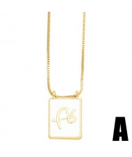 U. S. Popular White Square Shape Pendant Fe Design Wholesale Women Copper Necklace